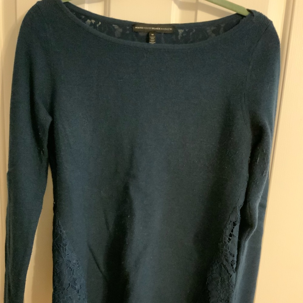 White Housese Black Market Lace Back Sweater